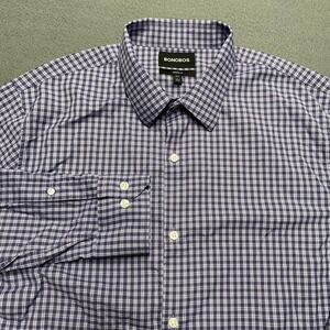 Bonobos Shirt Mens Large Purple Check Athletic Fit Stretch Button Up Casual